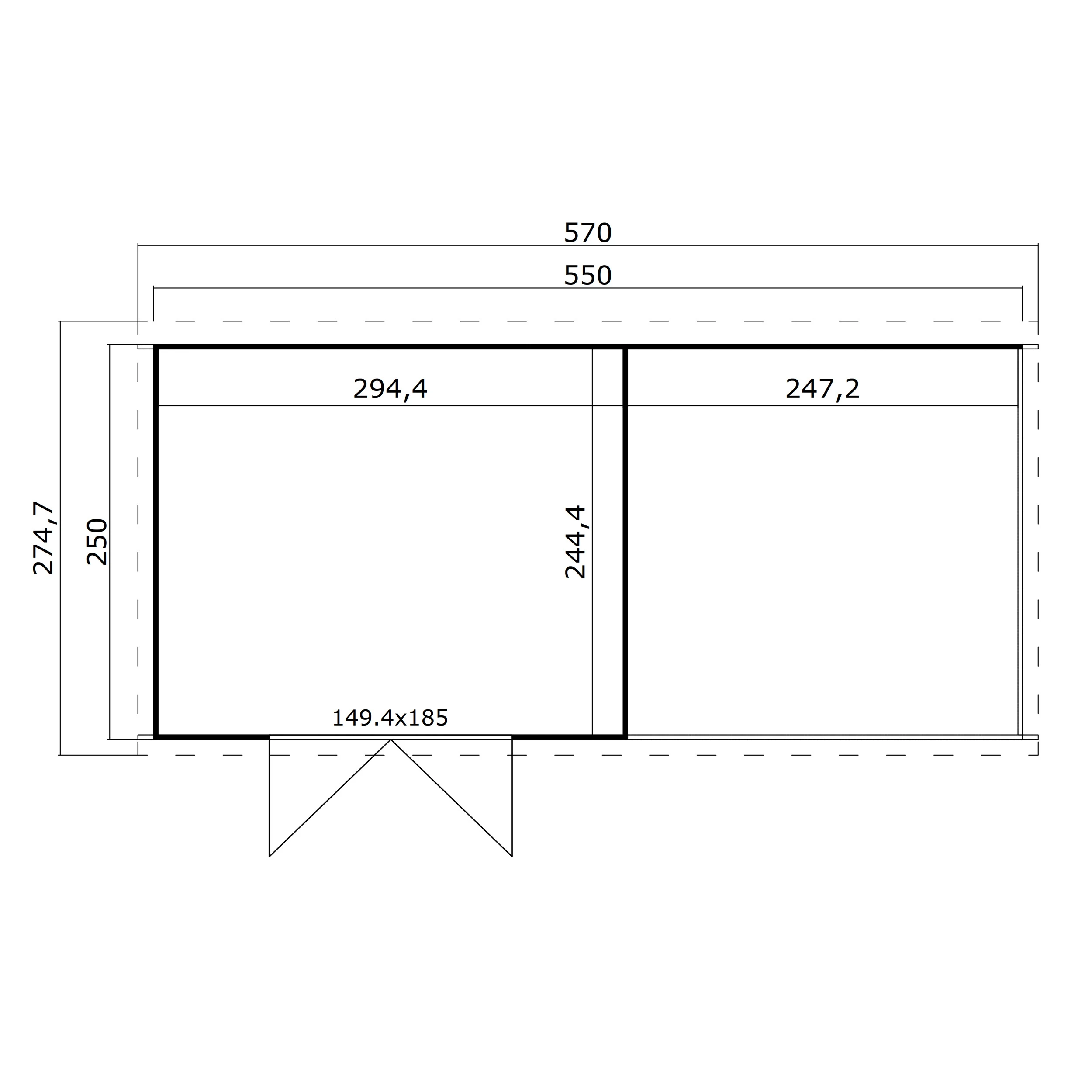 Outdoor Life Blokhut Kjeld met Overkapping 550 x 250 cm - Afbeelding 2